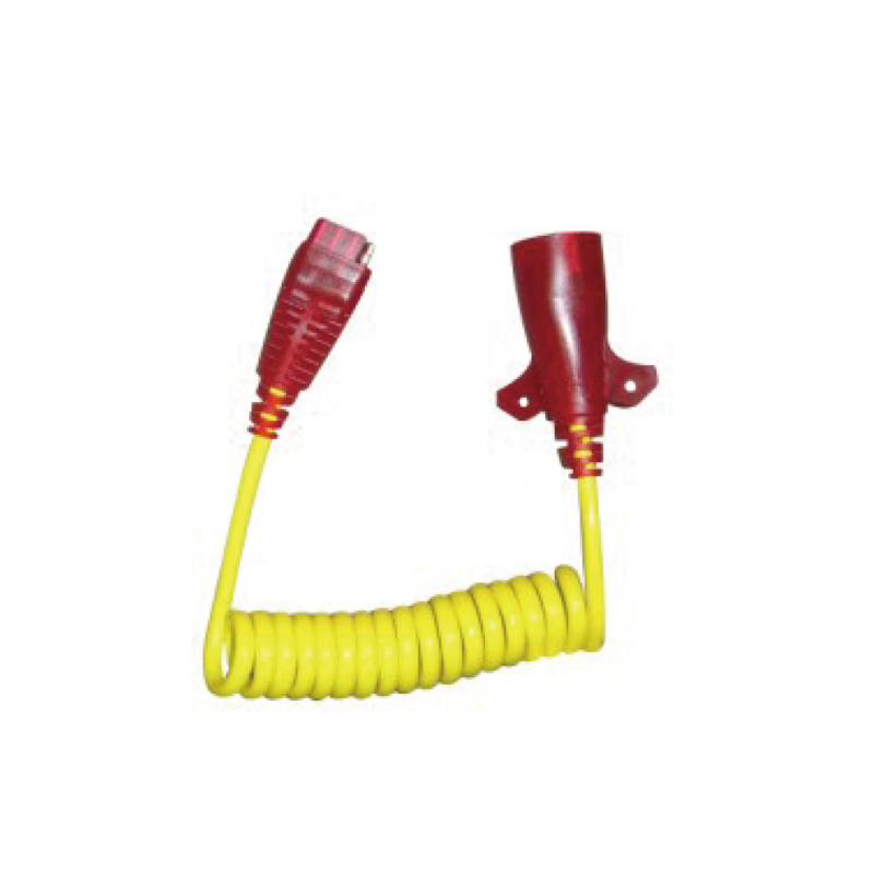 Žuta 7-polna PU spiralna zavojnica s dva plastična utikača, duljina kabela 1m, 2m, 3m... JH065-B