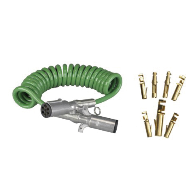 Zelena spiralna zavojnica s dva metalna utikača 24V, pin crimp tip; duljina kabela 1 m 2m 3m.......JH091-B